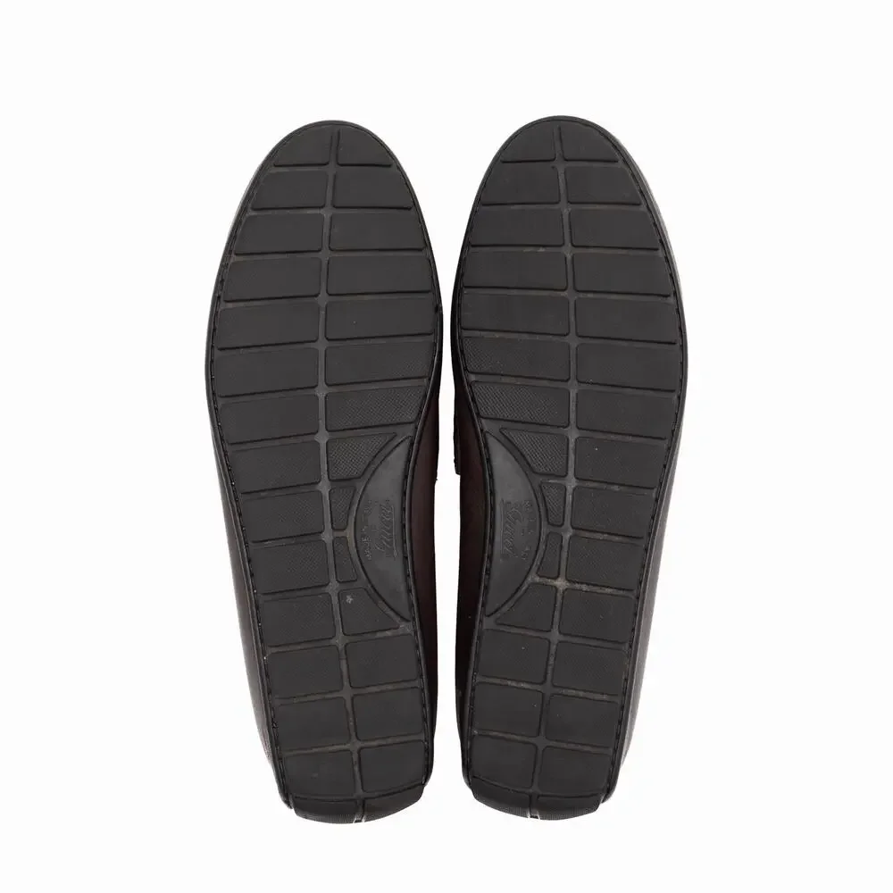 Gucci GG Microguccissima Monogram Brown Leather Loafers Mocasin US 10